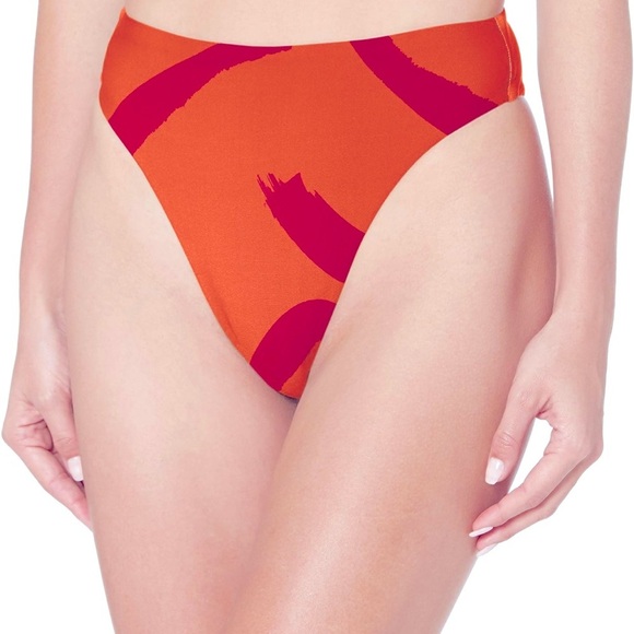 Seafolly Standard Rise High Cut Bikini Bottom Swim New Wave Spicy Orange Size 4 - Picture 3 of 7